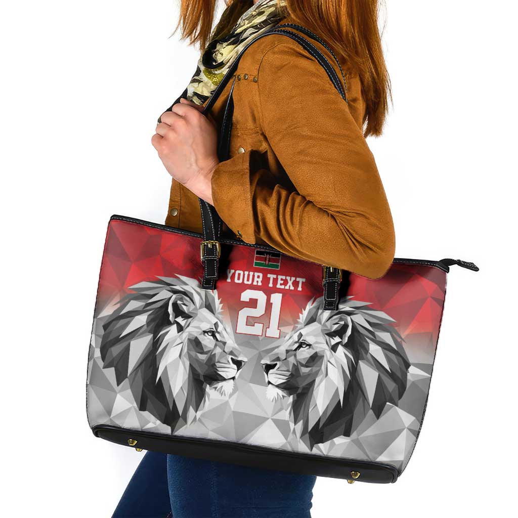 Kenya Rugby Custom Leather Tote Bag Red Kenyan 22-23 Motif - Wonder Print Shop