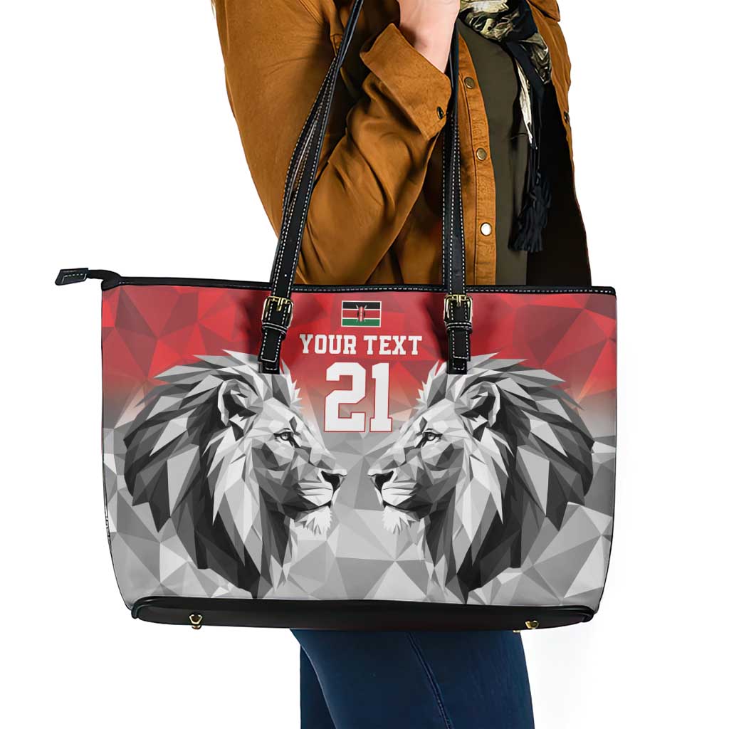 Kenya Rugby Custom Leather Tote Bag Red Kenyan 22-23 Motif - Wonder Print Shop