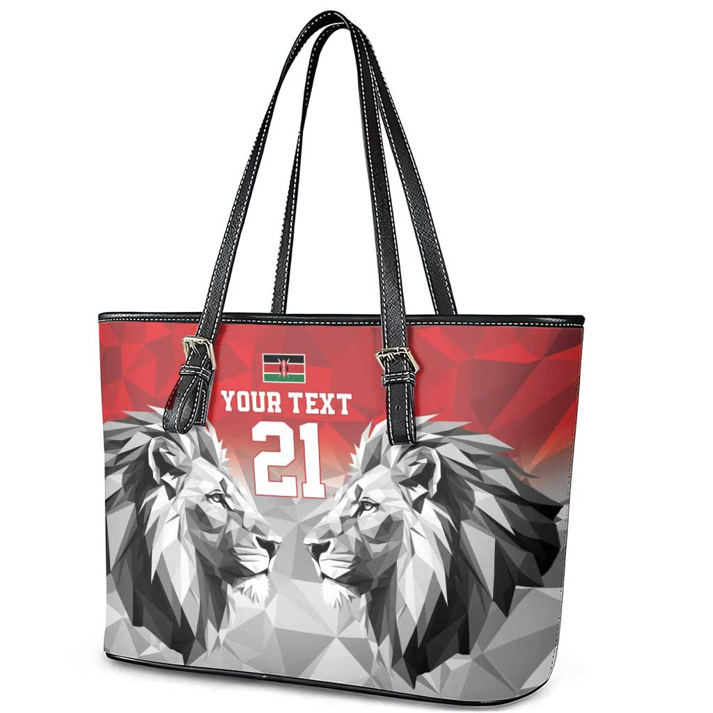 Kenya Rugby Custom Leather Tote Bag Red Kenyan 22-23 Motif - Wonder Print Shop