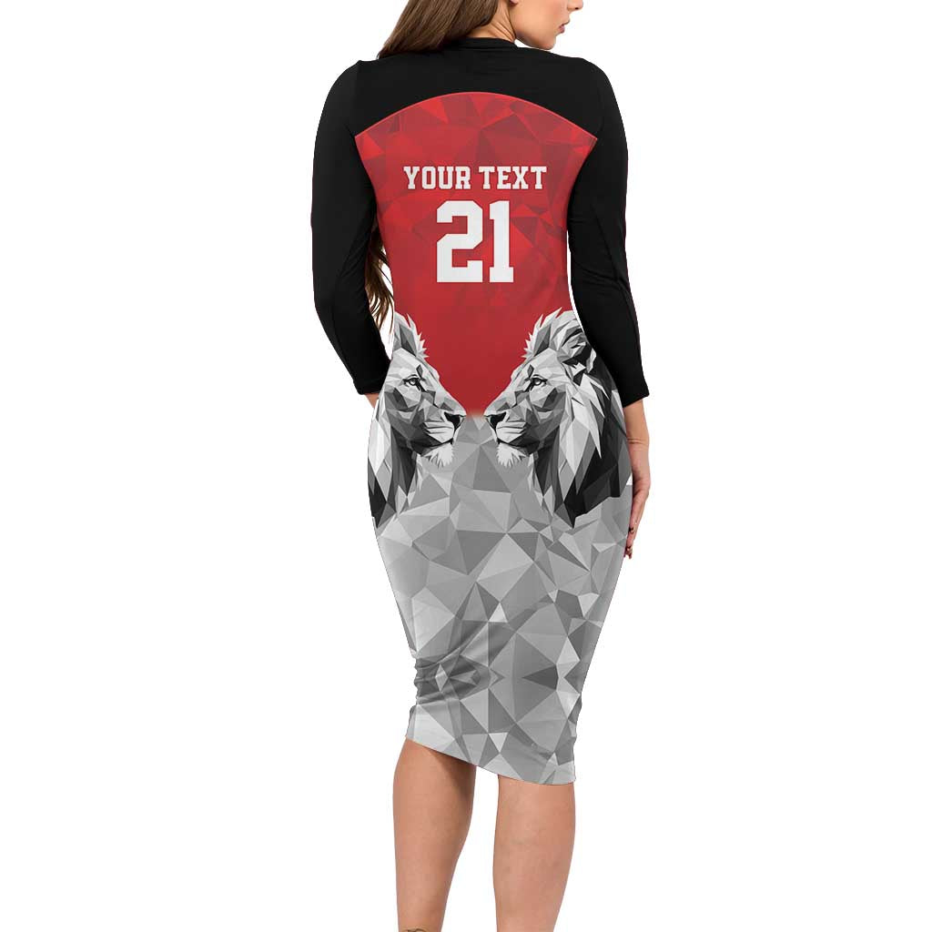 Kenya Rugby Custom Long Sleeve Bodycon Dress Red Kenyan 22-23 Motif - Wonder Print Shop