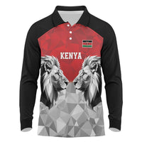 Kenya Rugby Custom Long Sleeve Polo Shirt Red Kenyan 22-23 Motif - Wonder Print Shop