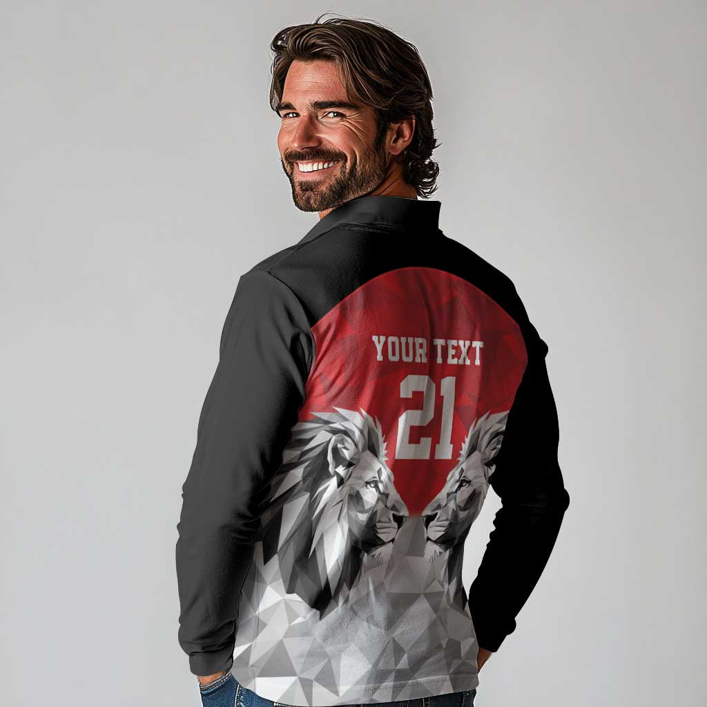 Kenya Rugby Custom Long Sleeve Polo Shirt Red Kenyan 22-23 Motif - Wonder Print Shop