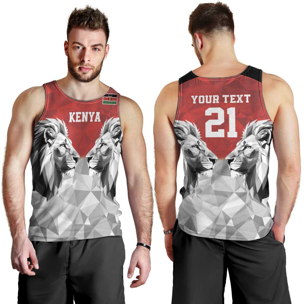 Kenya Rugby Custom Men Tank Top Red Kenyan 22-23 Motif - Wonder Print Shop