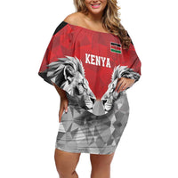 Kenya Rugby Custom Off Shoulder Short Dress Red Kenyan 22-23 Motif - Wonder Print Shop