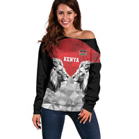 Kenya Rugby Custom Off Shoulder Sweater Red Kenyan 22-23 Motif - Wonder Print Shop