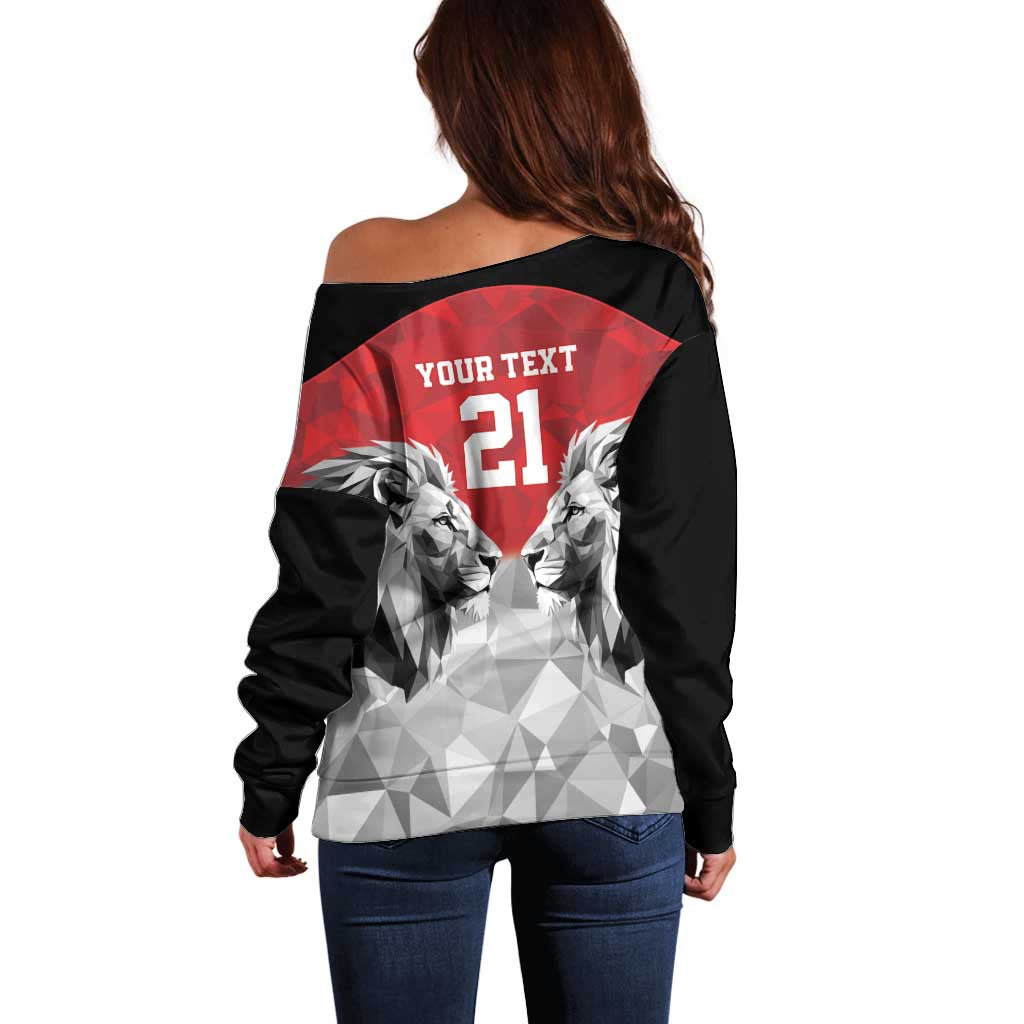 Kenya Rugby Custom Off Shoulder Sweater Red Kenyan 22-23 Motif - Wonder Print Shop
