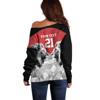 Kenya Rugby Custom Off Shoulder Sweater Red Kenyan 22-23 Motif - Wonder Print Shop