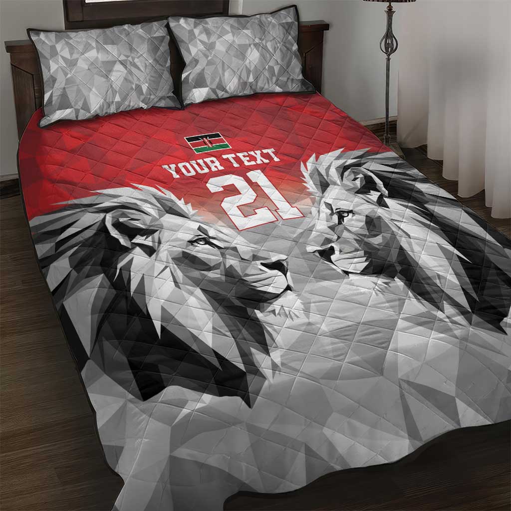 Kenya Rugby Custom Quilt Bed Set Red Kenyan 22-23 Motif - Wonder Print Shop