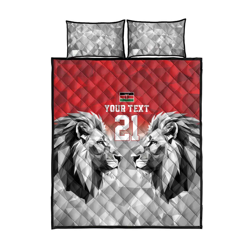 Kenya Rugby Custom Quilt Bed Set Red Kenyan 22-23 Motif - Wonder Print Shop