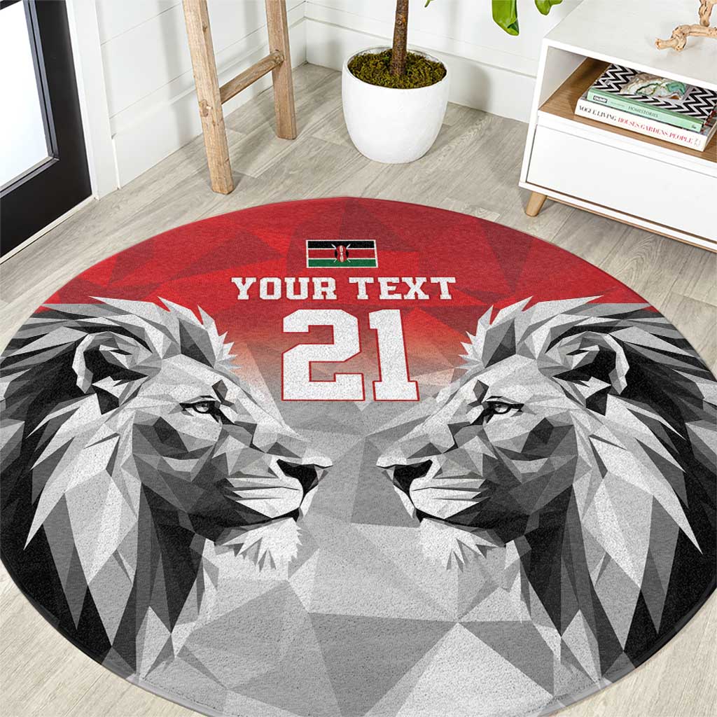 Kenya Rugby Custom Round Carpet Red Kenyan 22-23 Motif - Wonder Print Shop