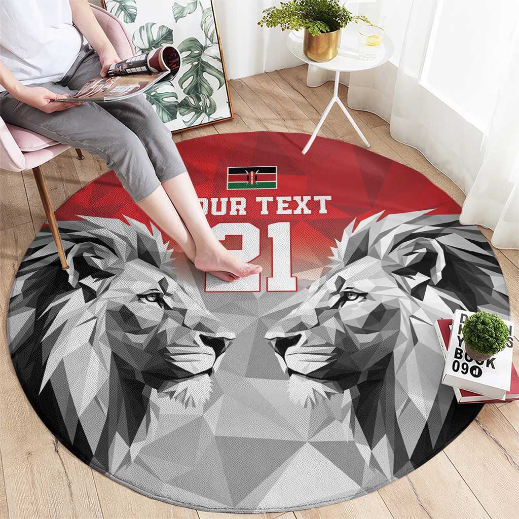 Kenya Rugby Custom Round Carpet Red Kenyan 22-23 Motif - Wonder Print Shop