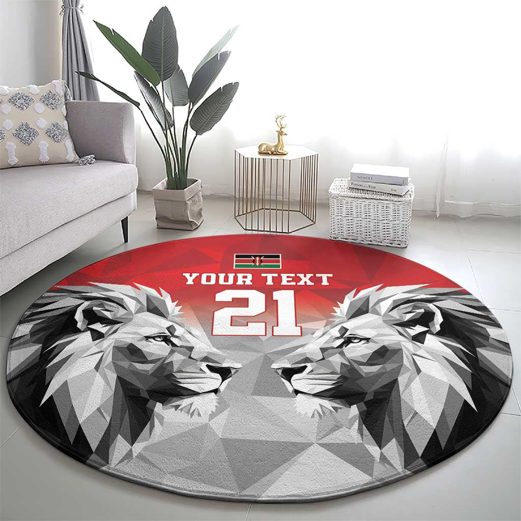 Kenya Rugby Custom Round Carpet Red Kenyan 22-23 Motif - Wonder Print Shop