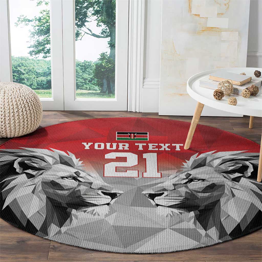 Kenya Rugby Custom Round Carpet Red Kenyan 22-23 Motif - Wonder Print Shop