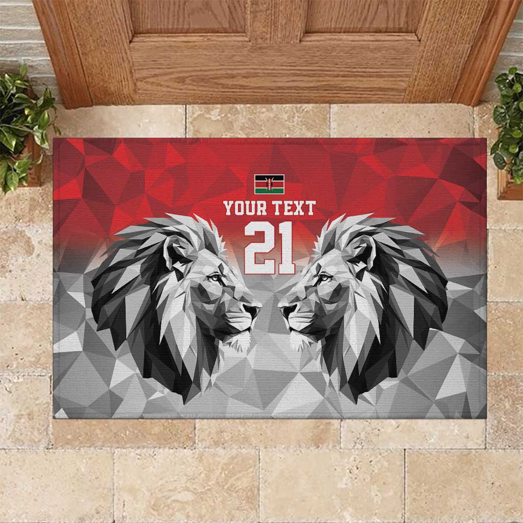 Kenya Rugby Custom Rubber Doormat Red Kenyan 22-23 Motif - Wonder Print Shop