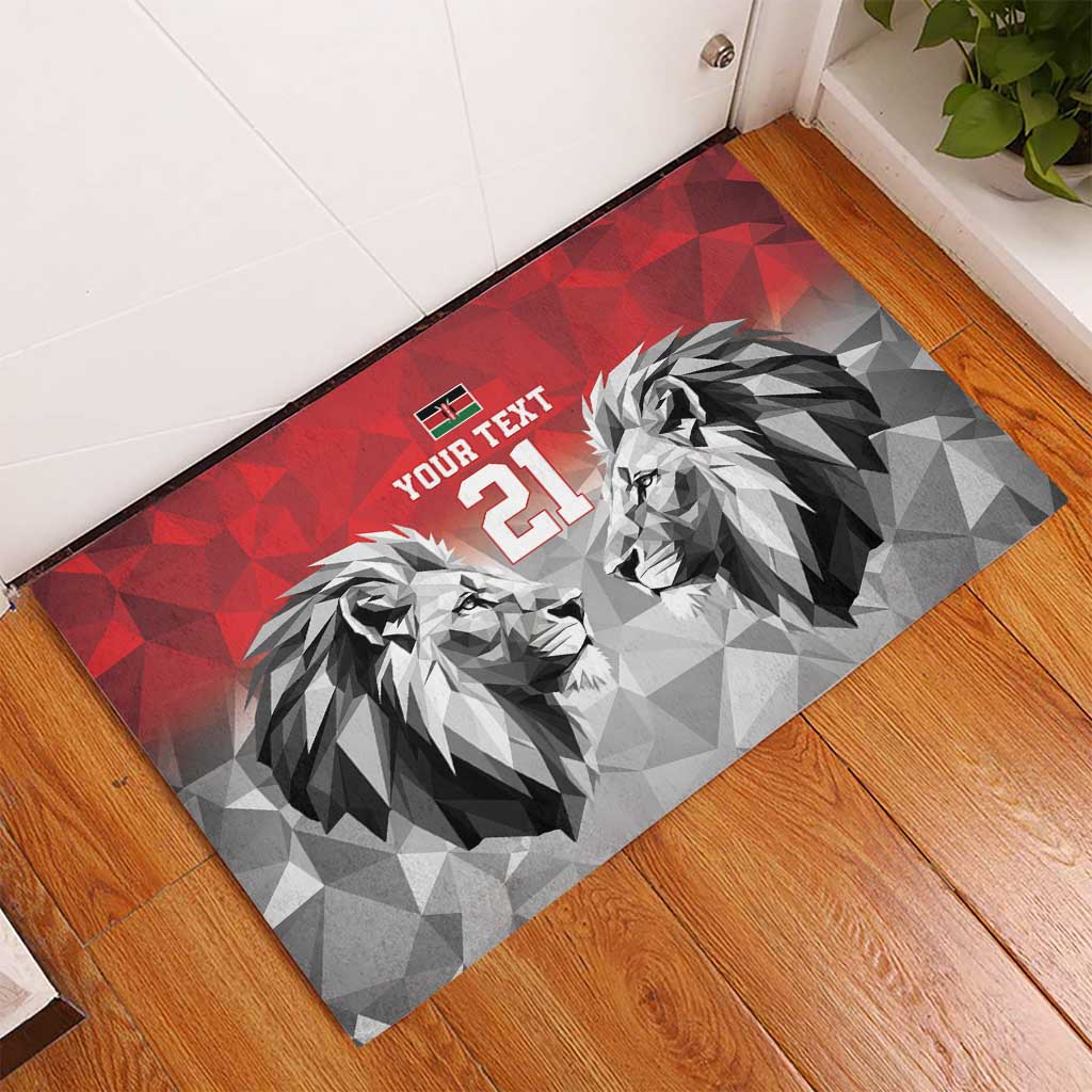 Kenya Rugby Custom Rubber Doormat Red Kenyan 22-23 Motif - Wonder Print Shop