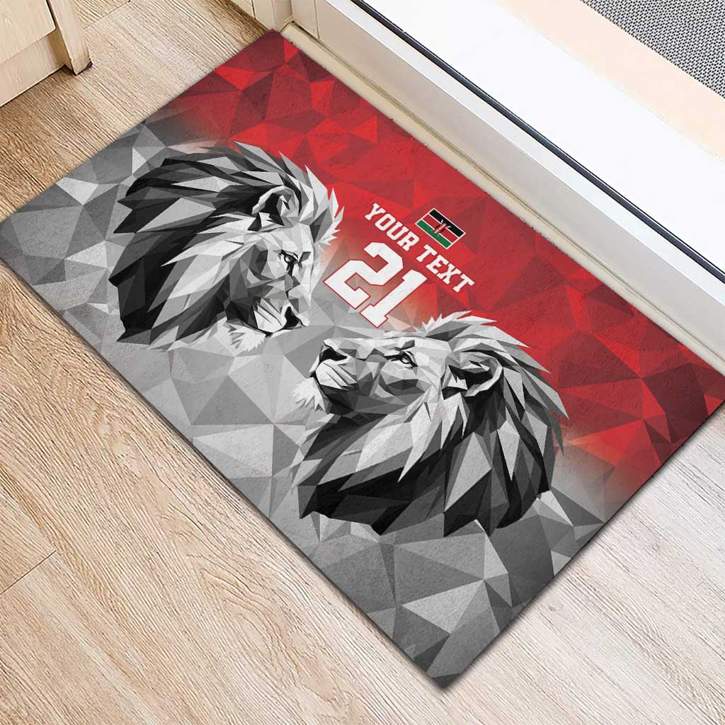 Kenya Rugby Custom Rubber Doormat Red Kenyan 22-23 Motif - Wonder Print Shop