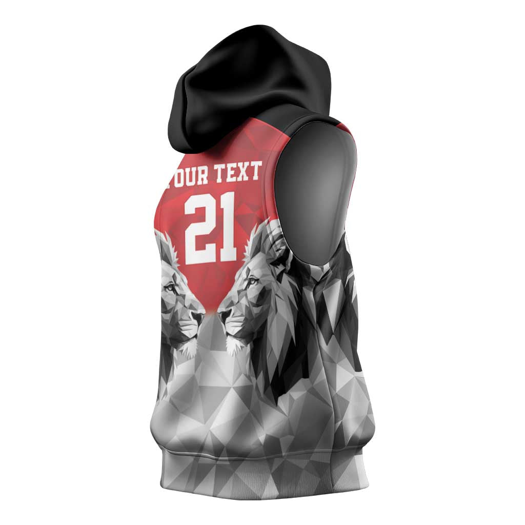 Kenya Rugby Custom Sleeveless Hoodie Red Kenyan 22-23 Motif - Wonder Print Shop