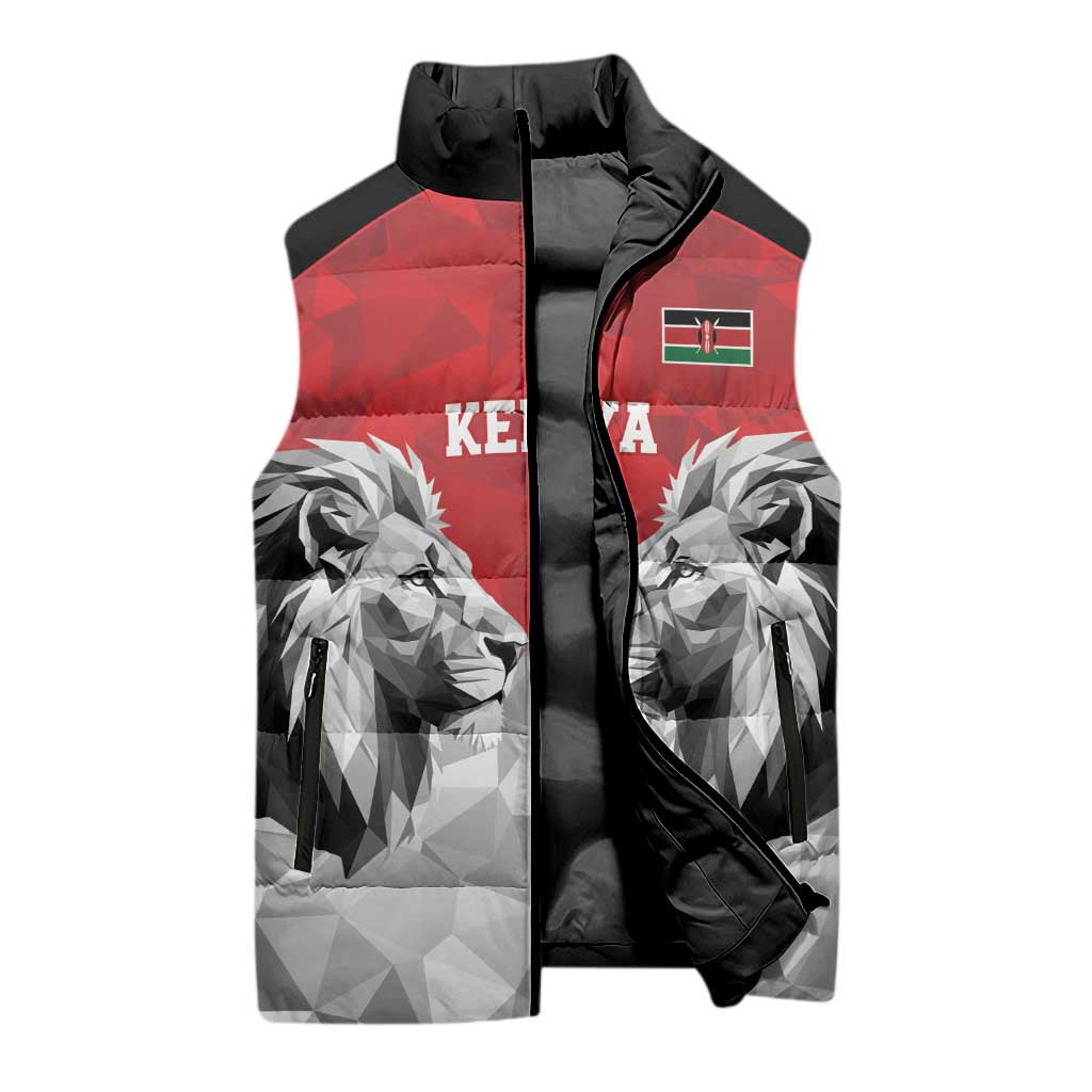 Kenya Rugby Custom Sleeveless Puffer Jacket Red Kenyan 22-23 Motif - Wonder Print Shop