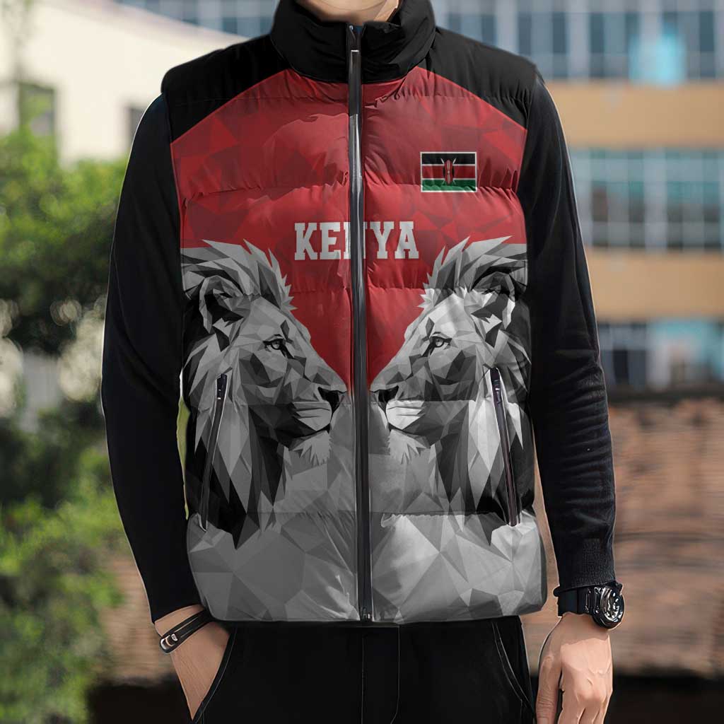 Kenya Rugby Custom Sleeveless Puffer Jacket Red Kenyan 22-23 Motif - Wonder Print Shop
