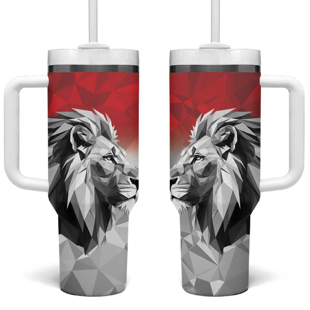 Kenya Rugby Custom Tumbler With Handle Red Kenyan 22-23 Motif - Wonder Print Shop