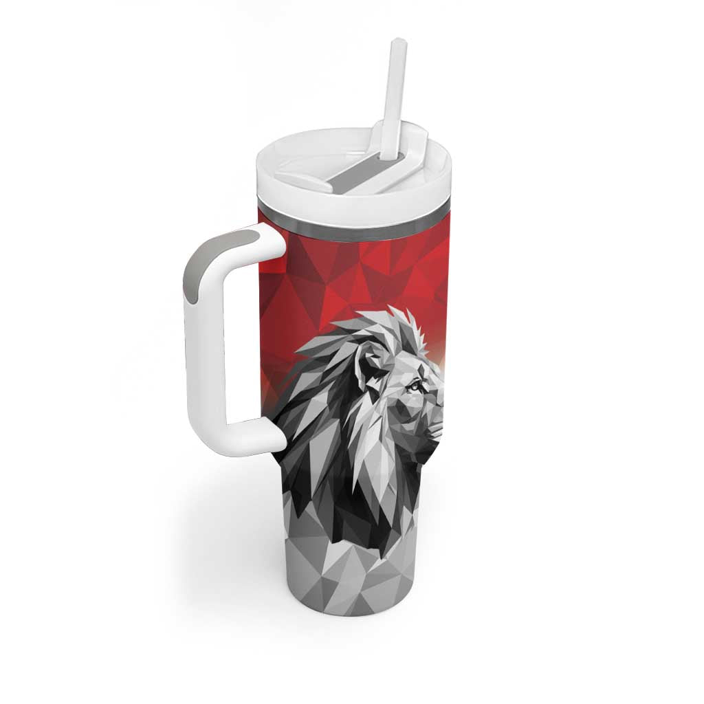 Kenya Rugby Custom Tumbler With Handle Red Kenyan 22-23 Motif - Wonder Print Shop