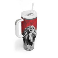 Kenya Rugby Custom Tumbler With Handle Red Kenyan 22-23 Motif - Wonder Print Shop