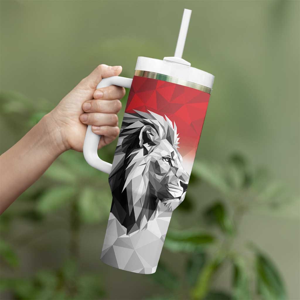 Kenya Rugby Custom Tumbler With Handle Red Kenyan 22-23 Motif - Wonder Print Shop