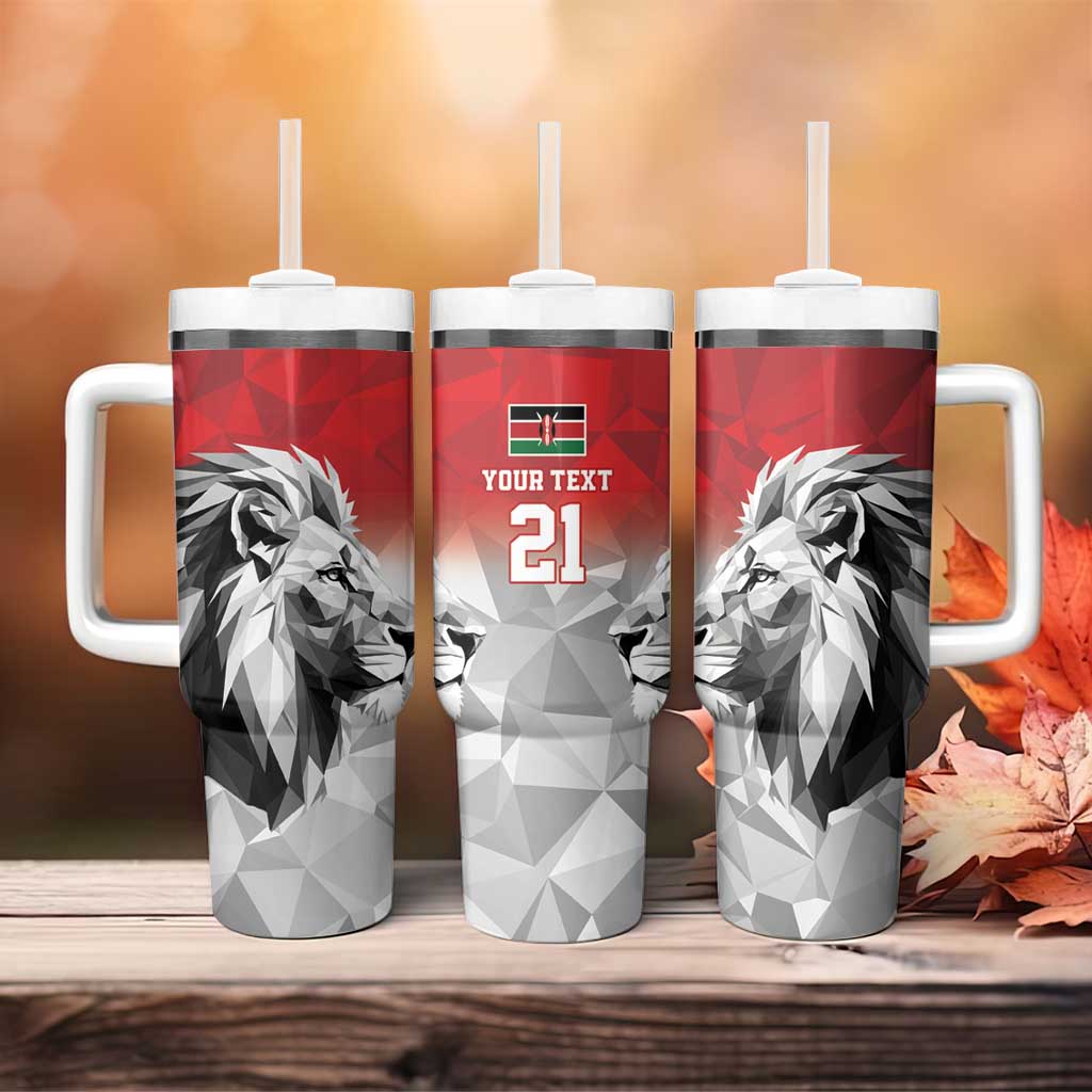 Kenya Rugby Custom Tumbler With Handle Red Kenyan 22-23 Motif - Wonder Print Shop