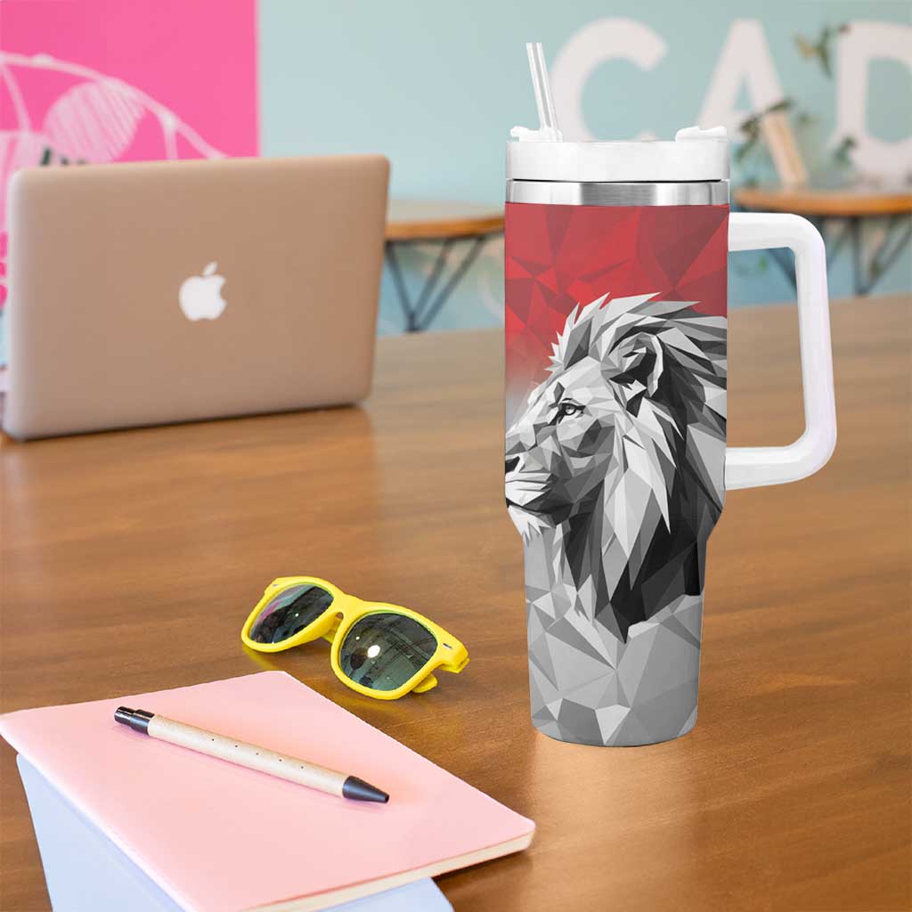 Kenya Rugby Custom Tumbler With Handle Red Kenyan 22-23 Motif - Wonder Print Shop