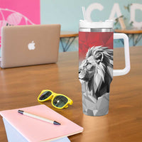 Kenya Rugby Custom Tumbler With Handle Red Kenyan 22-23 Motif - Wonder Print Shop