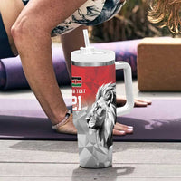 Kenya Rugby Custom Tumbler With Handle Red Kenyan 22-23 Motif - Wonder Print Shop