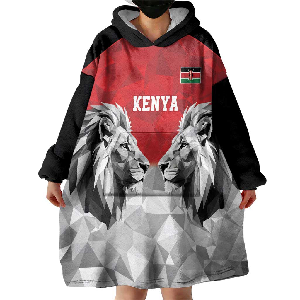 Kenya Rugby Custom Wearable Blanket Hoodie Red Kenyan 22-23 Motif - Wonder Print Shop