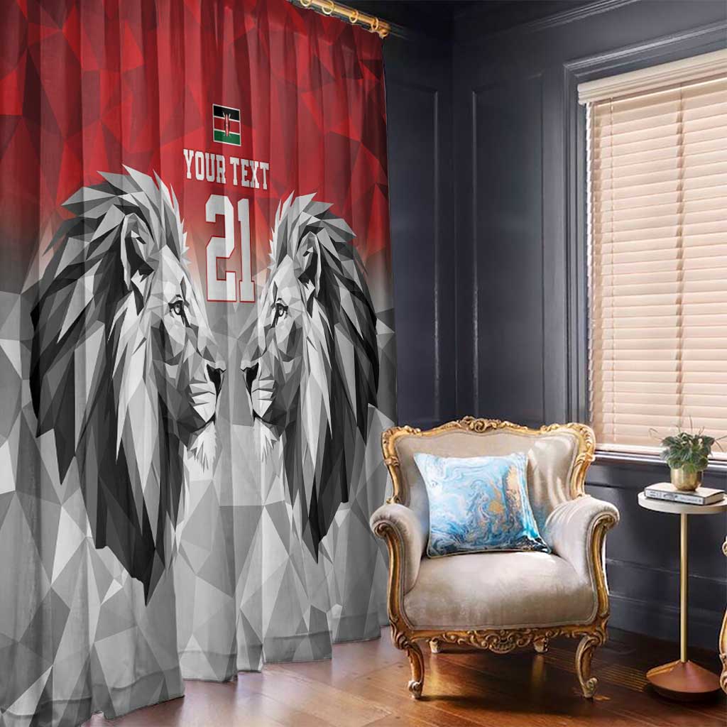 Kenya Rugby Custom Window Curtain Red Kenyan 22-23 Motif - Wonder Print Shop