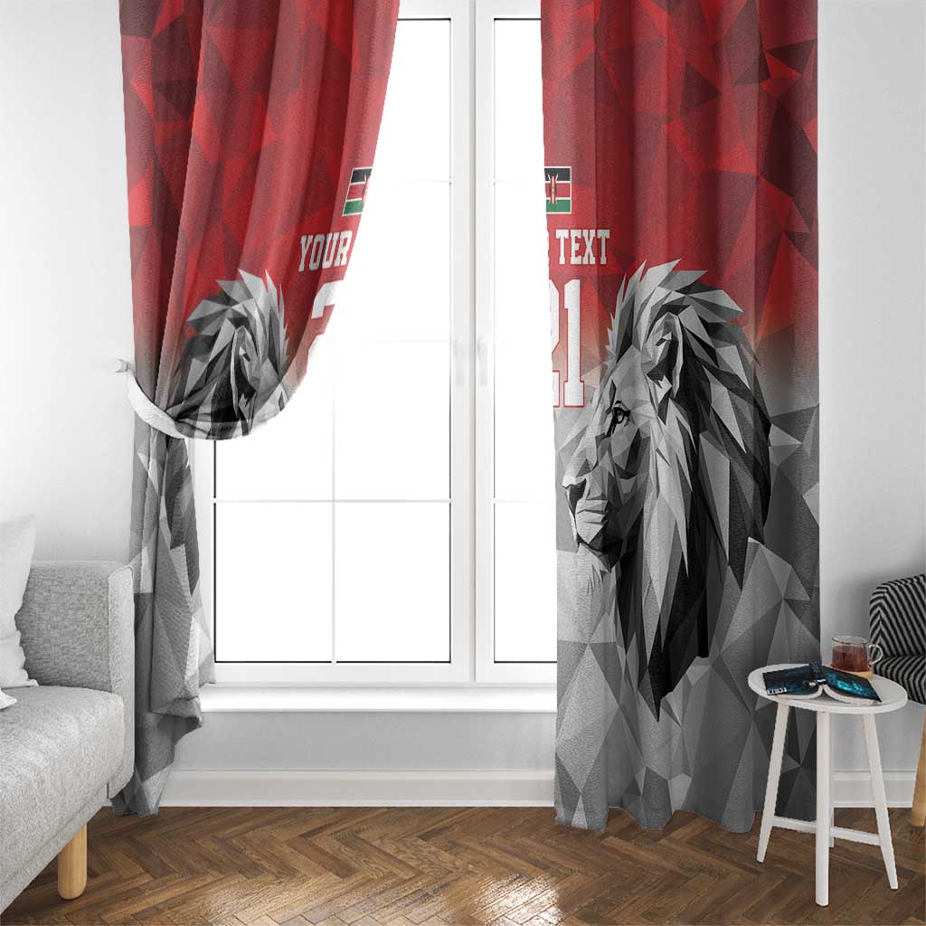 Kenya Rugby Custom Window Curtain Red Kenyan 22-23 Motif - Wonder Print Shop