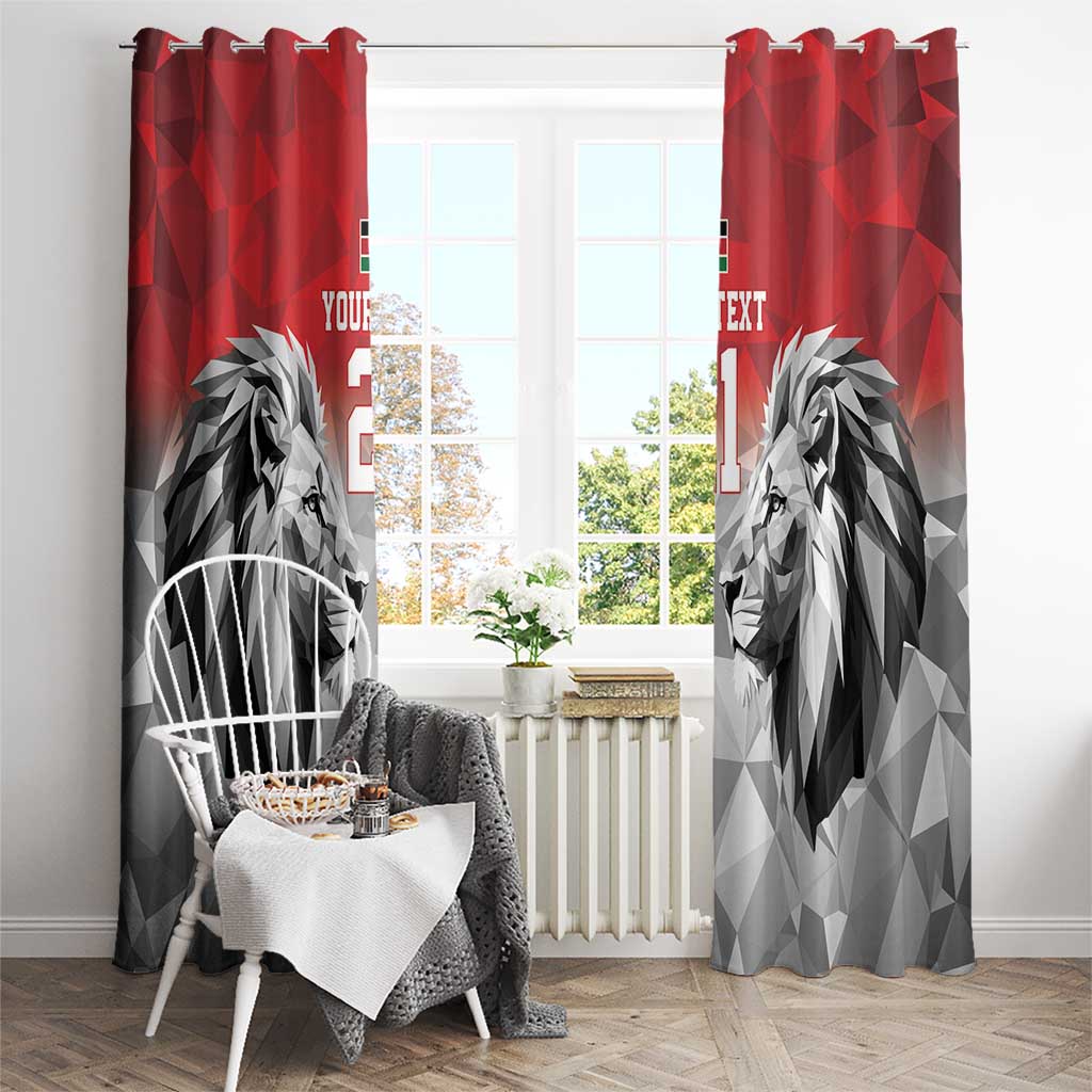 Kenya Rugby Custom Window Curtain Red Kenyan 22-23 Motif - Wonder Print Shop