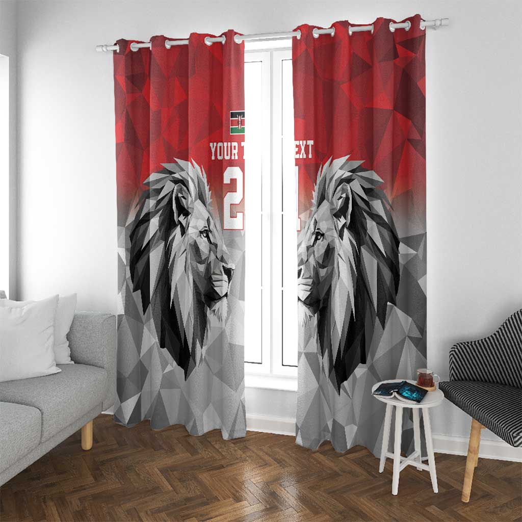 Kenya Rugby Custom Window Curtain Red Kenyan 22-23 Motif - Wonder Print Shop