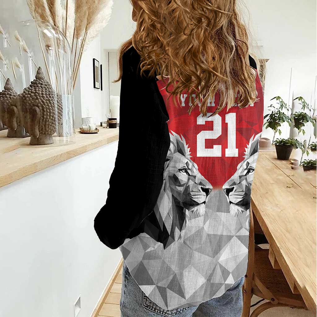 Kenya Rugby Custom Women Casual Shirt Red Kenyan 22-23 Motif - Wonder Print Shop