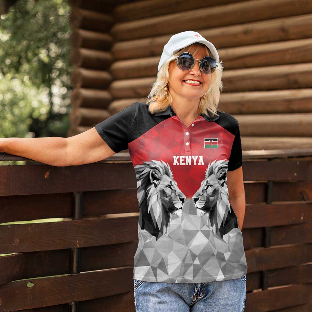 Kenya Rugby Custom Women Polo Shirt Red Kenyan 22-23 Motif - Wonder Print Shop