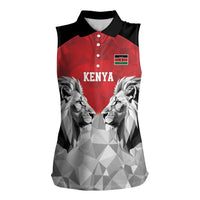 Kenya Rugby Custom Women Sleeveless Polo Shirt Red Kenyan 22-23 Motif - Wonder Print Shop