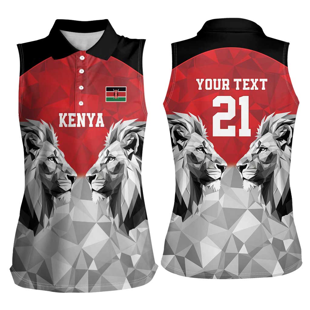 Kenya Rugby Custom Women Sleeveless Polo Shirt Red Kenyan 22-23 Motif - Wonder Print Shop