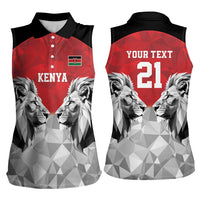 Kenya Rugby Custom Women Sleeveless Polo Shirt Red Kenyan 22-23 Motif - Wonder Print Shop