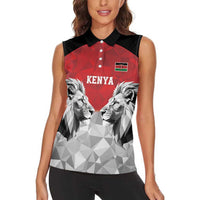 Kenya Rugby Custom Women Sleeveless Polo Shirt Red Kenyan 22-23 Motif - Wonder Print Shop