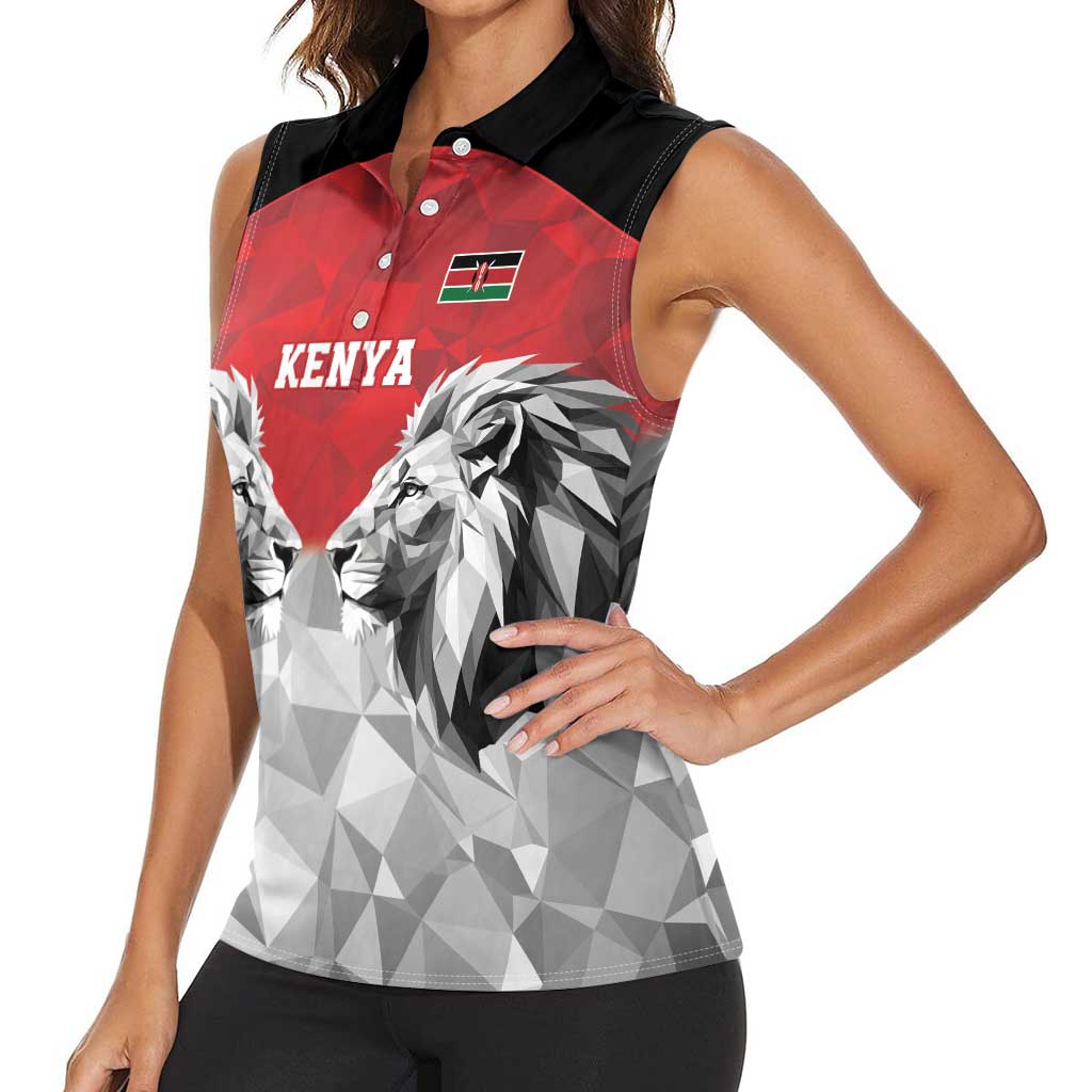Kenya Rugby Custom Women Sleeveless Polo Shirt Red Kenyan 22-23 Motif - Wonder Print Shop