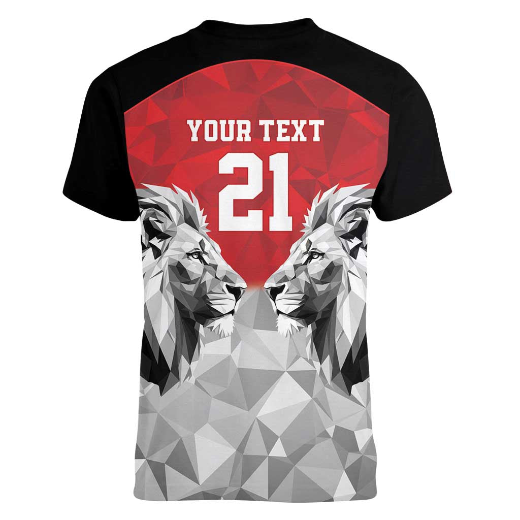 Kenya Rugby Custom Women V-Neck T-Shirt Red Kenyan 22-23 Motif - Wonder Print Shop