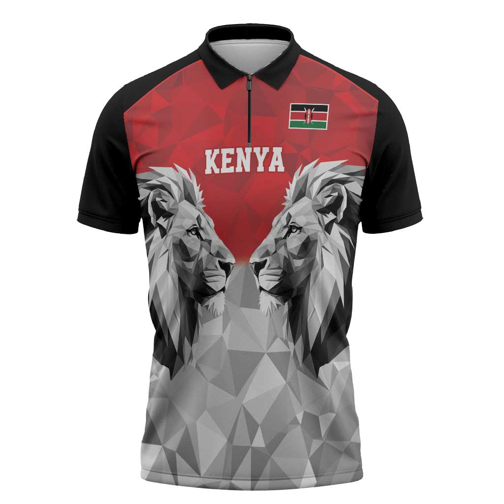 Kenya Rugby Custom Zipper Polo Shirt Red Kenyan 22-23 Motif - Wonder Print Shop