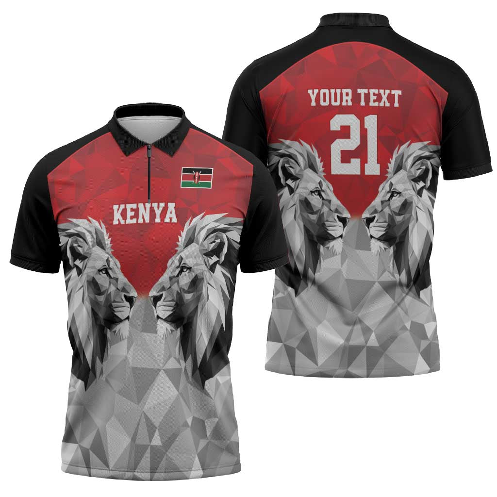 Kenya Rugby Custom Zipper Polo Shirt Red Kenyan 22-23 Motif - Wonder Print Shop
