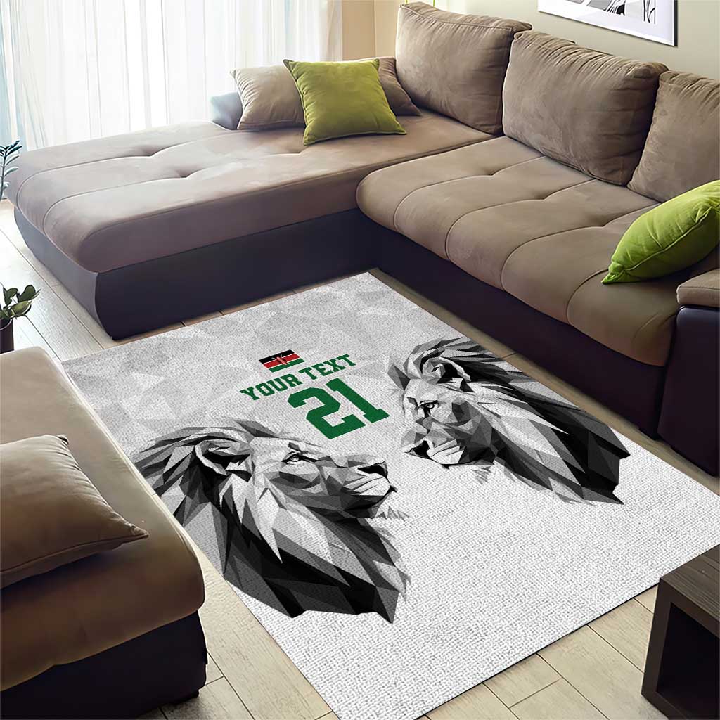 Kenya Rugby Custom Area Rug White Kenyan 22-23 Motif - Wonder Print Shop