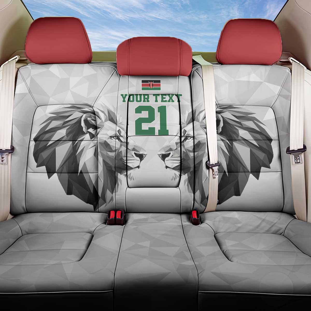 Kenya Rugby Custom Back Car Seat Cover White Kenyan 22-23 Motif - Wonder Print Shop