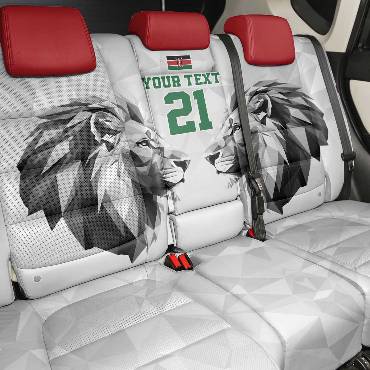 Kenya Rugby Custom Back Car Seat Cover White Kenyan 22-23 Motif - Wonder Print Shop