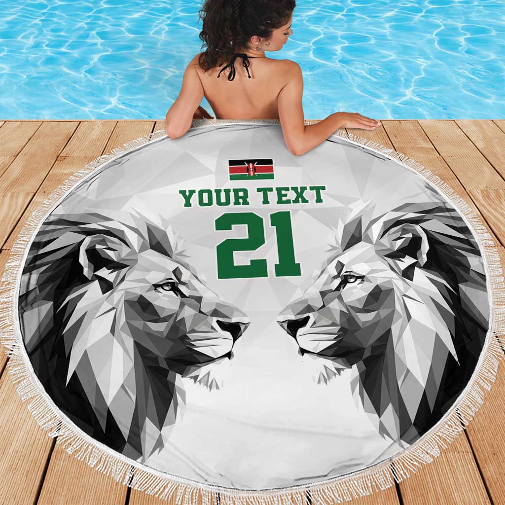 Kenya Rugby Custom Beach Blanket White Kenyan 22-23 Motif - Wonder Print Shop